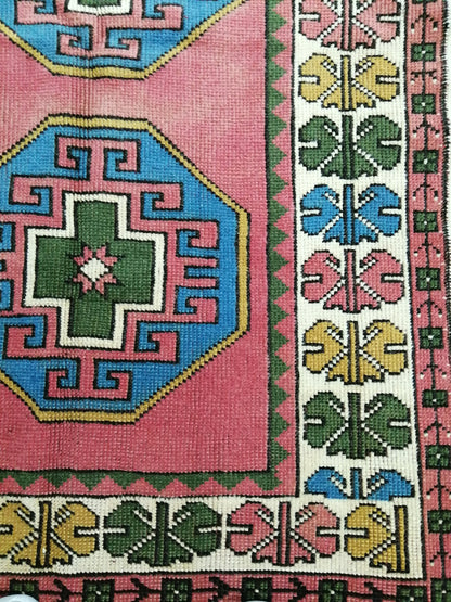 Vintage Rug 3.6 x 6 Vintage Turkish Rugs   Oushak Rug  Turkish Traditional Rug, Turkish Oushak Rug, Vintage Oushak Rug, Wool Rug