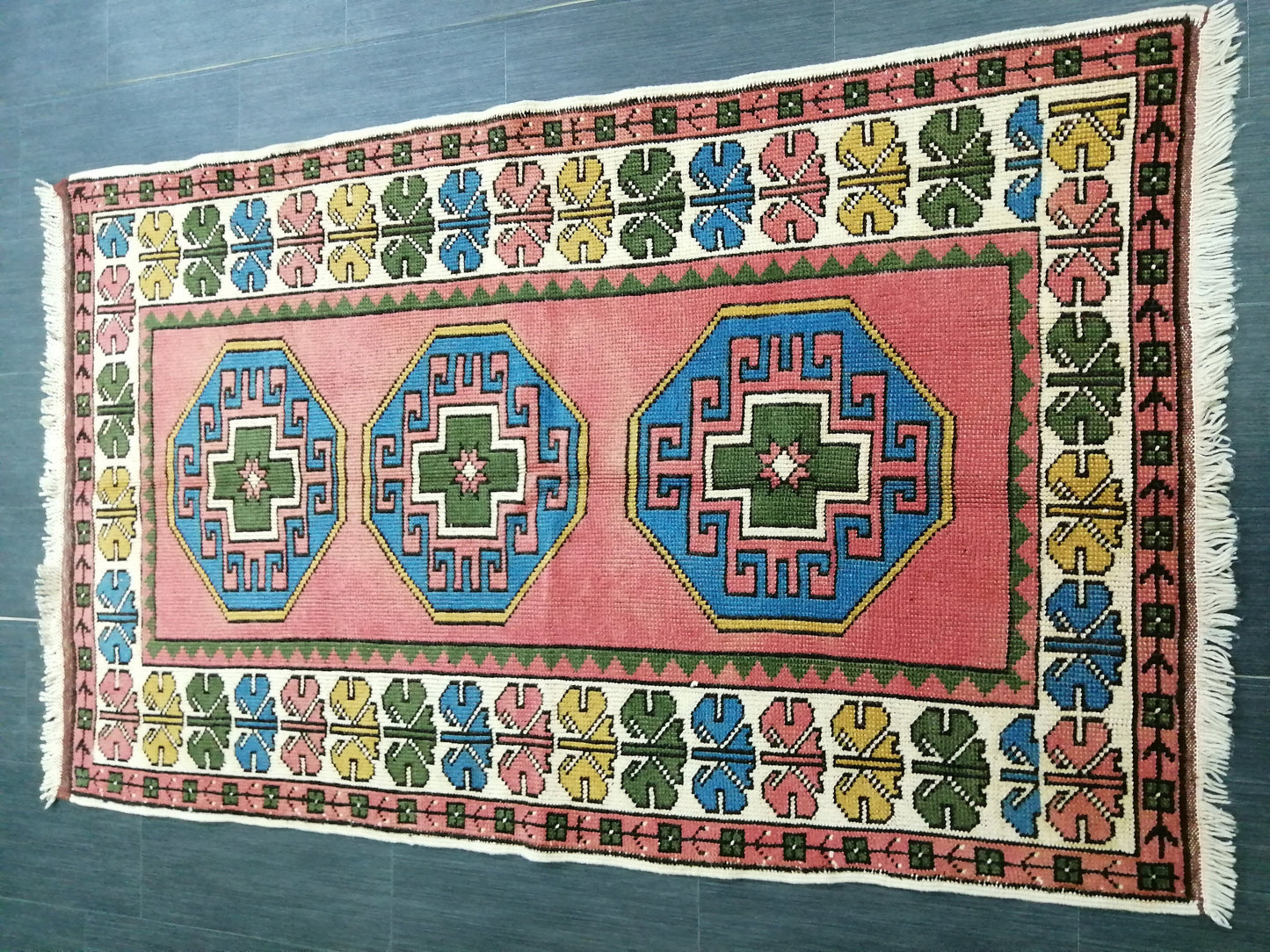 Vintage Rug 3.6 x 6 Vintage Turkish Rugs   Oushak Rug  Turkish Traditional Rug, Turkish Oushak Rug, Vintage Oushak Rug, Wool Rug