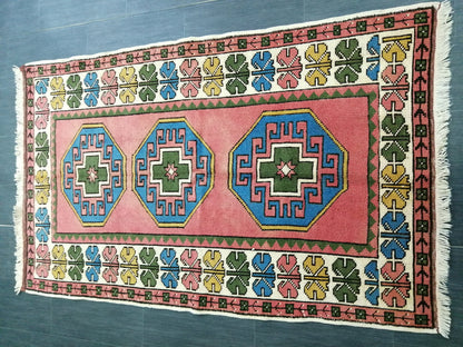 Vintage Rug 3.6 x 6 Vintage Turkish Rugs   Oushak Rug  Turkish Traditional Rug, Turkish Oushak Rug, Vintage Oushak Rug, Wool Rug