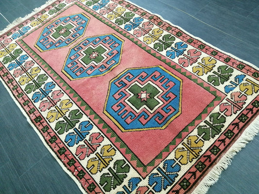 Vintage Rug 3.6 x 6 Vintage Turkish Rugs   Oushak Rug  Turkish Traditional Rug, Turkish Oushak Rug, Vintage Oushak Rug, Wool Rug