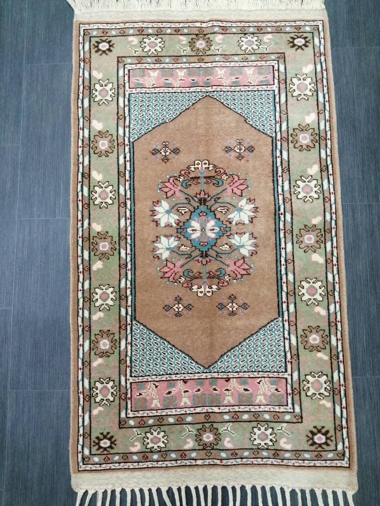 Vintage Rug 4.6 x 2.5 TURKISH HAND MADE Rugs   Vintage Turkish Rugs   Oushak Rug  Hand Made Rug, Vintage Oushak Rug, Wool Rug