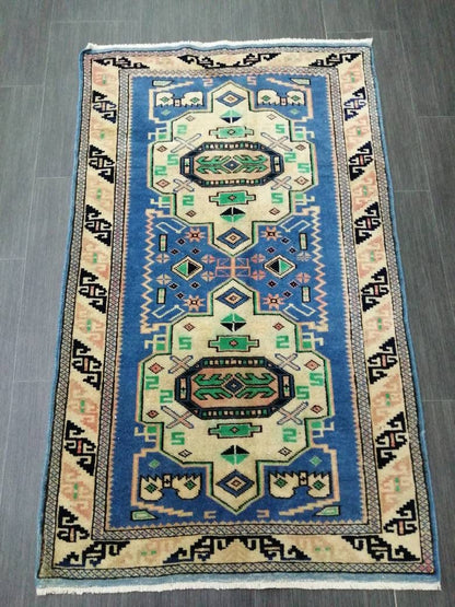 Vintage Rug 4.2 x 2.5 HAND MADE Rug Vintage Turkish Rugs   Oushak Rug  Hand Made Rug, Vintage Oushak Rug, Wool Rug