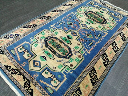 Vintage Rug 4.2 x 2.5 HAND MADE Rug Vintage Turkish Rugs   Oushak Rug  Hand Made Rug, Vintage Oushak Rug, Wool Rug