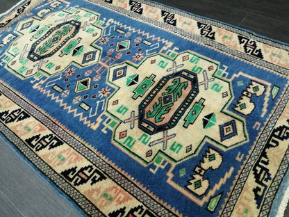 Vintage Rug 4.2 x 2.5 HAND MADE Rug Vintage Turkish Rugs   Oushak Rug  Hand Made Rug, Vintage Oushak Rug, Wool Rug