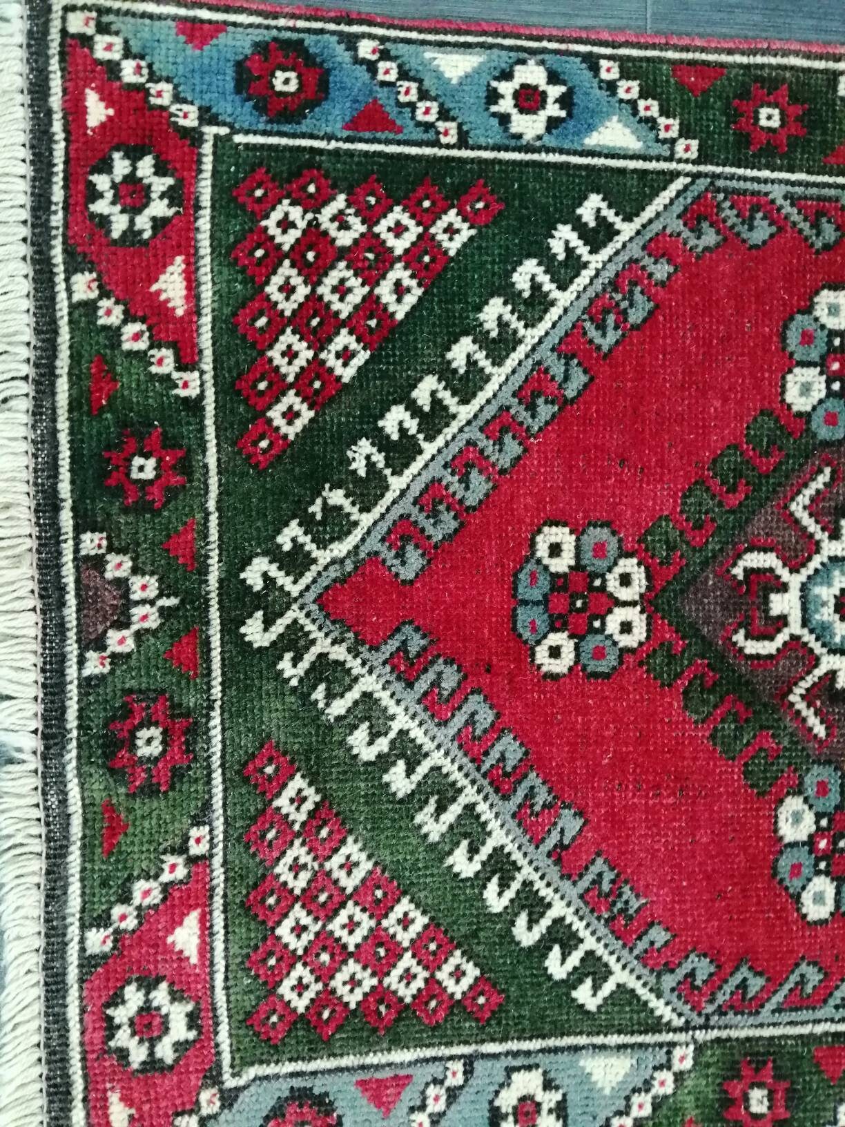 Vintage Rug 2.2 x 3.8 ft Handmade Rug Vintage Turkish Rugs   Oushak Rug  Hand Made Rug, Vintage Oushak Rug, Wool Rug