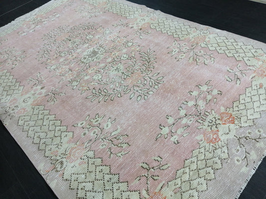 Pastel Color Rug, 9 x 5.6 Hand Made Rug, Oushak Rug, Rustic Rug, Bohemian Rug, Turkish Rug, Farmhouse Rug, Vintage Rug, Wool rug