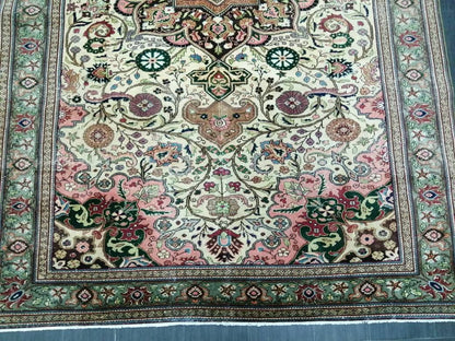 Quality Vintage Rug 6.5 x 9.6 HAND MADE Rug Muted Vintage Turkish Rug Oushak Rug Turkish Oushak Rug, Oushak Rug, Wool Rug Fine Hand Knotted