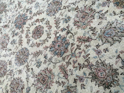 Floral Vintage Rug OUSHAK 7 x 9.8 TURKISH Rug Oriental Vintage Wool Rug Hand Made Rugs Vintage Turkish Rug