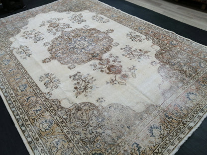 Vintage Rugs TURKISH HAND MADE Rugs   Vintage Turkish Rugs   Orienta Rug 7 x 10.4 Traditional Rug,  Vintage Persian Rug, Wool Rug