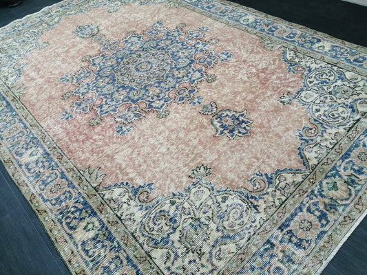 Vintage Rugs  6.3 x 9.5 TURKISH HAND MADE Rugs  Vintage Turkish Rug Oriental Rug, Turkish Oushak Rug, Vintage Oushak Rug, Wool Rug