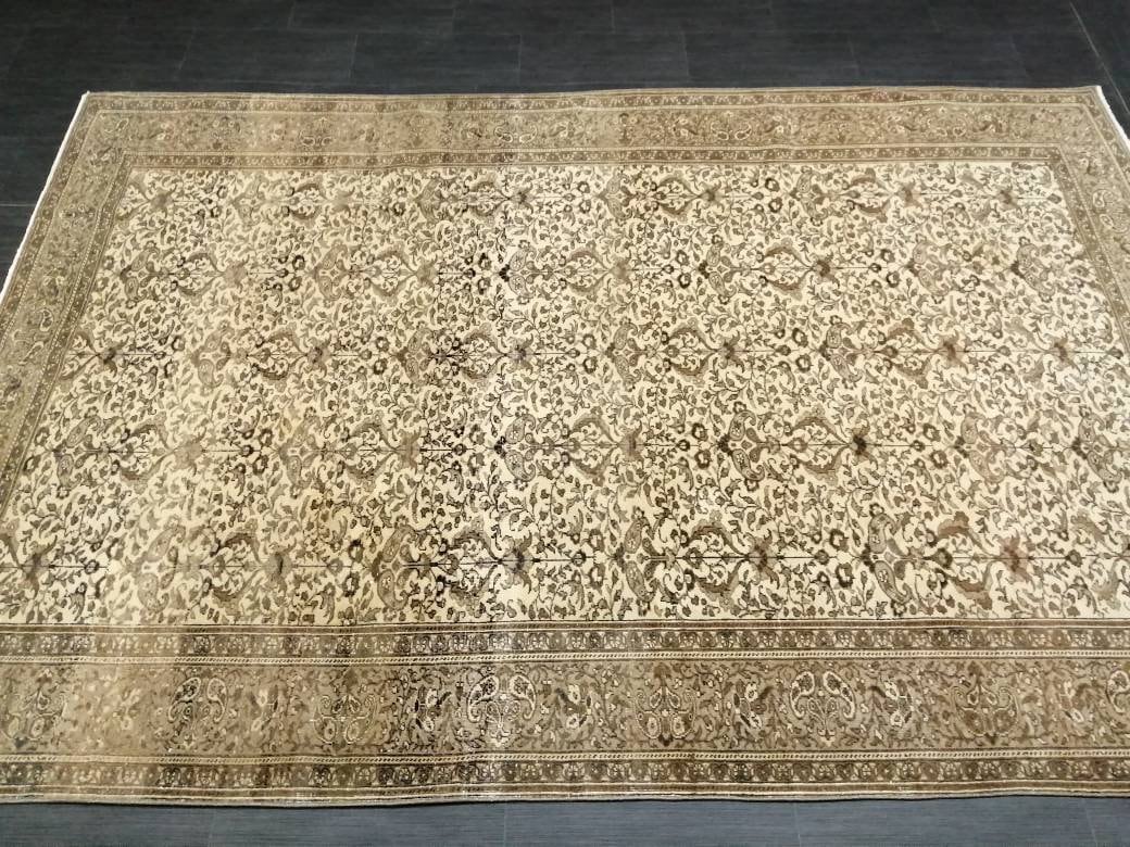 Quality Neutral Rug 6.2 x 9.5 HAND MADE Rug Neutral Vintage Turkish Rug Oushak Rug Turkish Neutral Rug, Oriental Rug, Wool large Neutral Rug