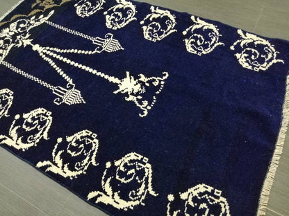 Hand Made Rug 2.3 x 3.6 Navy Vintage Rug , Wool  Rug  Vintage Rug Oriental Rug, Turkish Rug Hand Knotted Wool Rug