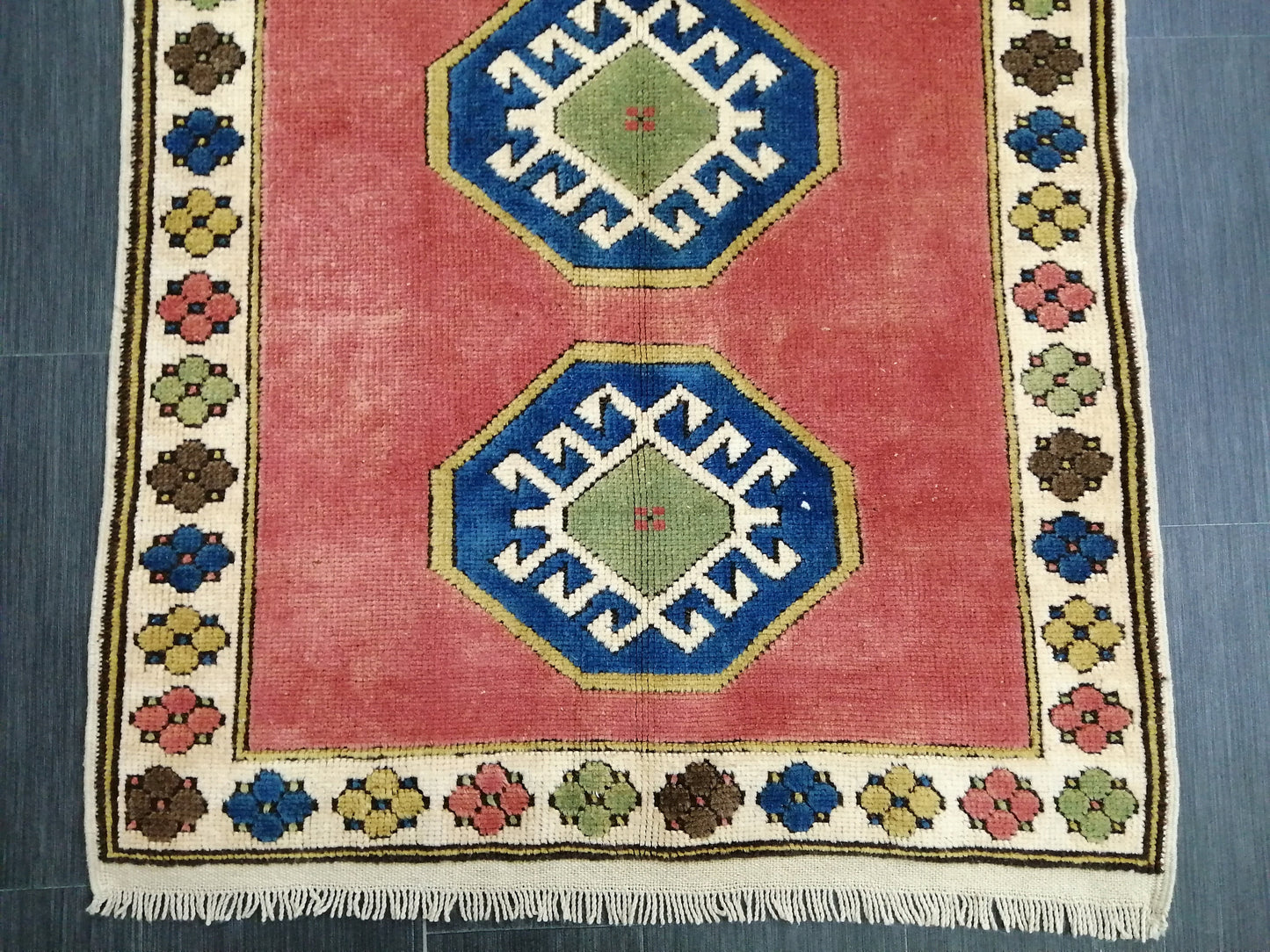 Vintage Rug 3.3 x  4.8 TURKISH HAND MADE Rug Vintage Turkish Rugs   Oushak Rug Turkish Oushak Rug, Vintage Oushak Rug, Wool Rug