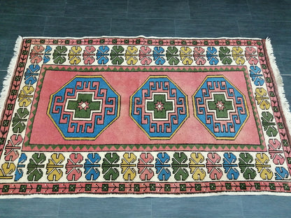 Vintage Rug 3.6 x 6 Vintage Turkish Rugs   Oushak Rug  Turkish Traditional Rug, Turkish Oushak Rug, Vintage Oushak Rug, Wool Rug