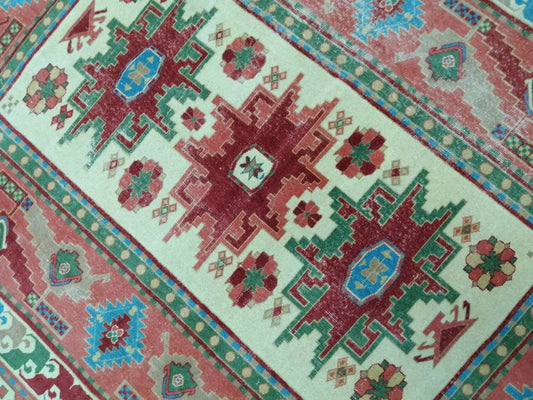 Vintage Rug 6.7 x 9 TURKISH HAND MADE Rug Vintage Turkish Rugs   Oushak Rug Turkish Oushak Rug, Vintage Oushak Rug, Wool Rug