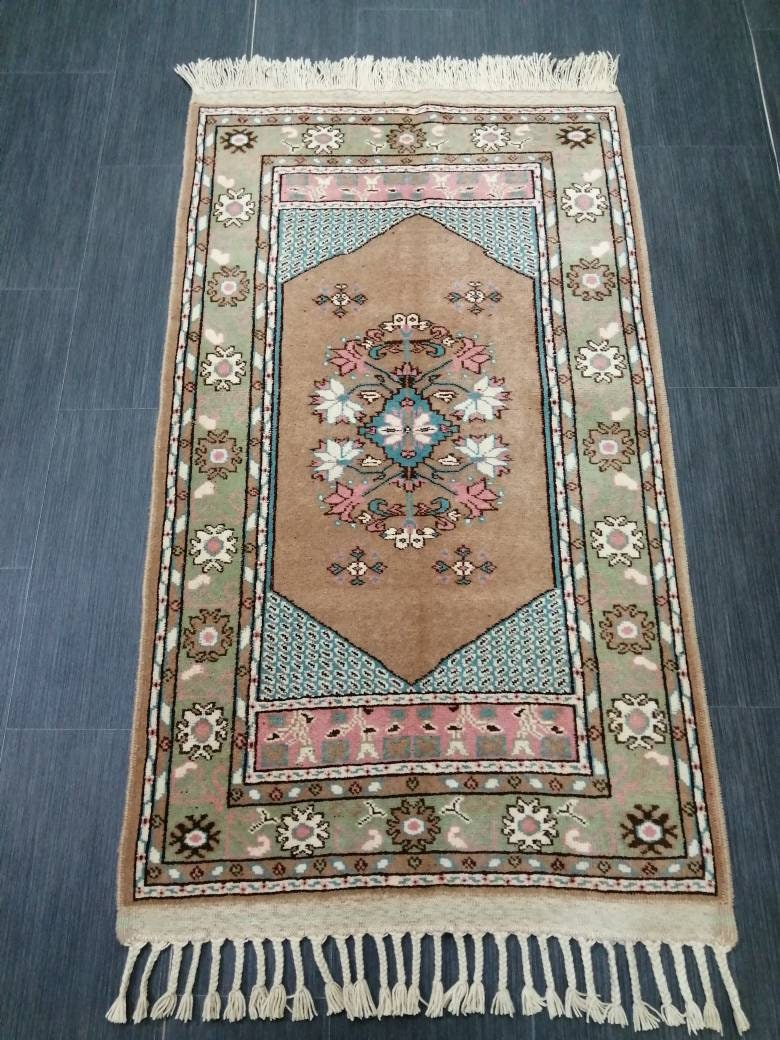 Vintage Rug 4.6 x 2.5 TURKISH HAND MADE Rugs   Vintage Turkish Rugs   Oushak Rug  Hand Made Rug, Vintage Oushak Rug, Wool Rug