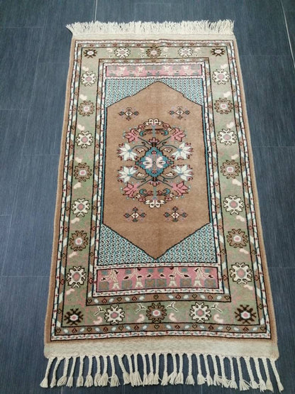 Vintage Rug 4.6 x 2.5 TURKISH HAND MADE Rugs   Vintage Turkish Rugs   Oushak Rug  Hand Made Rug, Vintage Oushak Rug, Wool Rug