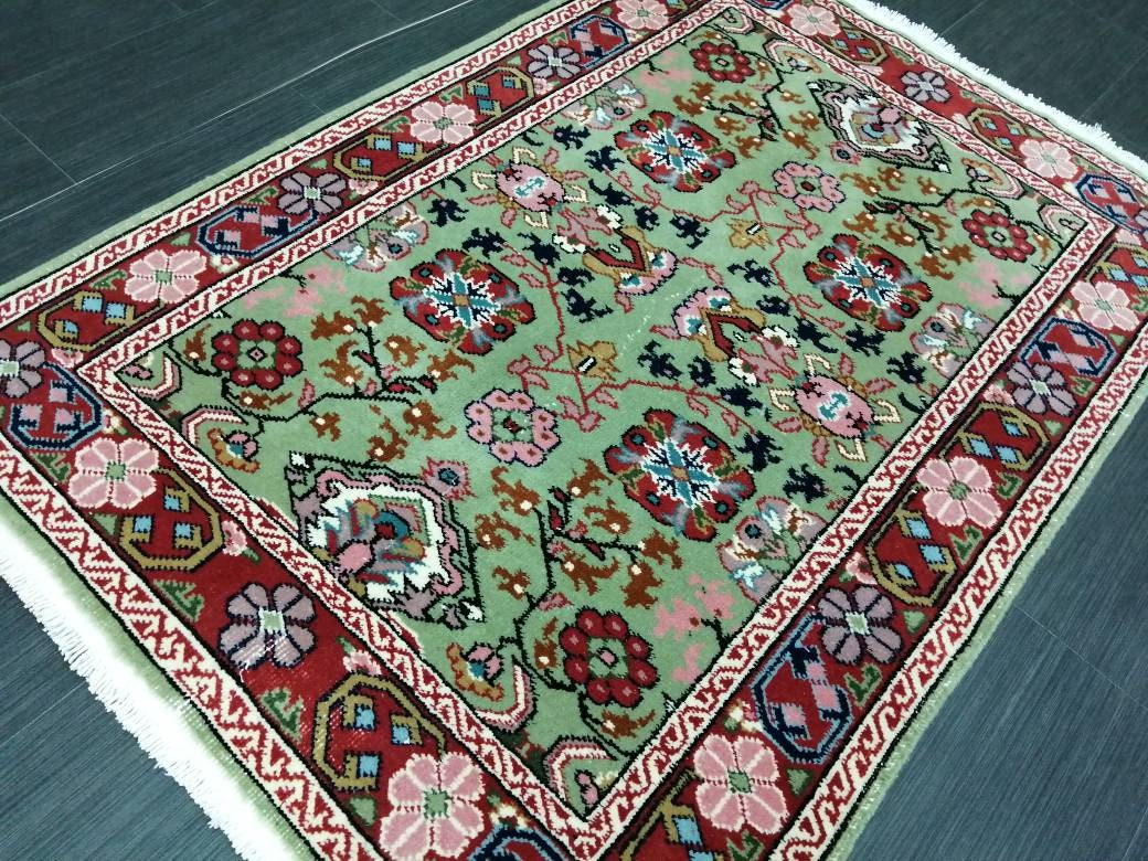 Quality Hand Made Rug 5.8 x 3.6 Green Rug, Oushak Rug, Bohemian Rug, Rug Runner, Turkish Rug, Farmhouse Rug, Vintage Rug, Wool rug