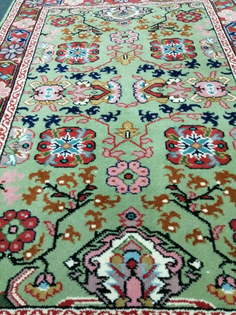 Quality Hand Made Rug 5.8 x 3.6 Green Rug, Oushak Rug, Bohemian Rug, Rug Runner, Turkish Rug, Farmhouse Rug, Vintage Rug, Wool rug