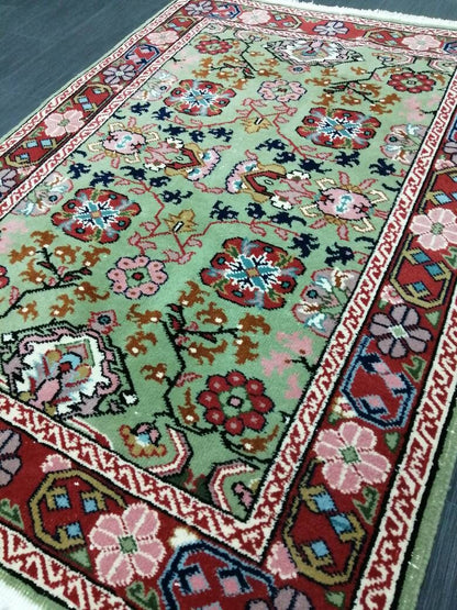 Quality Hand Made Rug 5.8 x 3.6 Green Rug, Oushak Rug, Bohemian Rug, Rug Runner, Turkish Rug, Farmhouse Rug, Vintage Rug, Wool rug