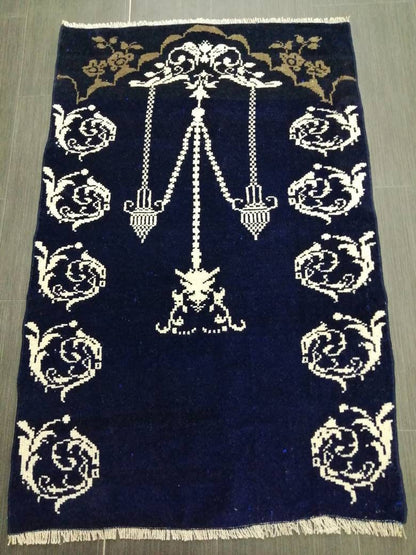 Hand Made Rug 2.3 x 3.6 Navy Vintage Rug , Wool  Rug  Vintage Rug Oriental Rug, Turkish Rug Hand Knotted Wool Rug