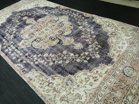 Purple Vintage Runner Rug 10.6.x 5.4  Hallway Runner Rug Kitchen Runner Rug Hand Made Wool Runner Rug Wool Oushak Runner Rug