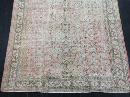 Pink Vintage RUG 9 x 5.7 TURKISH Rug Vintage Oushak Rug Vintage Rug Wool Oushak Rug Hand Made Rugs Vintage Turkish Rug 6x9 rug