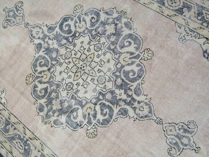 Antique OUSHAK RUG 6.5 x 11.3 Distressed TURKISH  Rug Muted Vintage Rug ,Vintage  Rug Wool Oushak Rug Hand Made Rugs Vintage Muted Rug