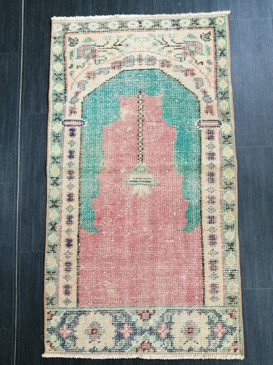 Turkish Rugs 4x2 Vintage Rug Hand Made  Oushak Rug soft Colors Rug MUTED Rug Wool Pile Rug Rustic Rugs Oriental Rug 2x4 carpet