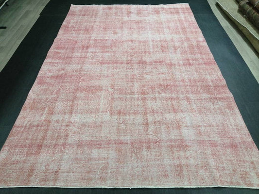 10.4 x 6.7 Variegated Pink Rug, Hand Made Rug, Oushak Rug, Distressed Rug, one Color Oriental Rug , Turkish Rug, Farmhouse Rug, Vintage Rug