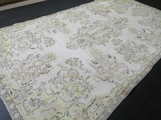 Floral Muted RUG 10.6 x 6 Muted TURKISH Rug Oriental Vintage Wool Rug Hand Made Rugs Vintage Large Turkish Rug