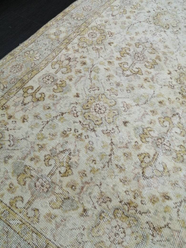 Vintage Rugs 9.2 x 5.3  TURKISH HAND MADE Rugs 10x6 Vintage Turkish Rugs Oushak Rug  Large Turkish Oushak Rug, Vintage Oushak Rug, Wool Rug