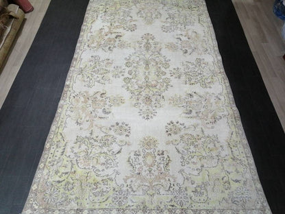 Floral Muted RUG 10.6 x 6 Muted TURKISH Rug Oriental Vintage Wool Rug Hand Made Rugs Vintage Large Turkish Rug