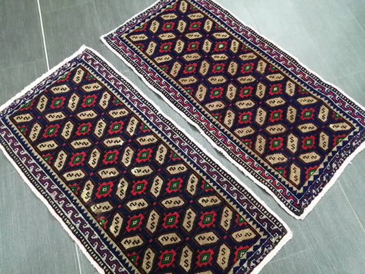 Twin Vintage Rug Mini Rug Navy Oushak Rug Small Area Rug Pair Turkish Rug Hand Made Rug A Pair Small Rug Twin Oriental Rug