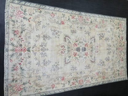 Persian RUG Floral Vintage Muted Oushak Rug 5.7 x 9.9 Large Vintage Rug Wool Oushak Rug Hand Made Rugs Vintage Turkish Rug 5.7x9.9 Oriental