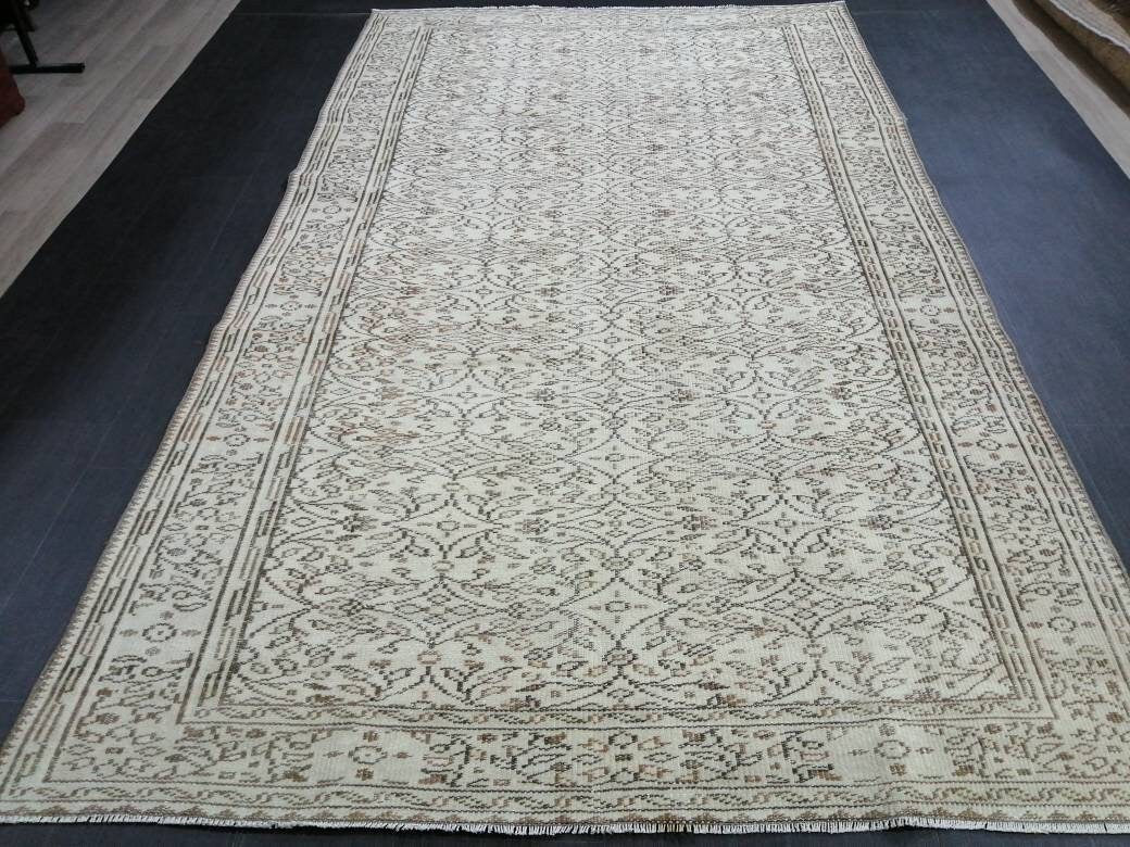 Persian RUG Neutral Vintage Muted Oushak Rug 5.7 x 10 Large Vintage Rug Wool Oushak Rug Hand Made Rugs Vintage Turkish Rug 5.7x10 Oriental