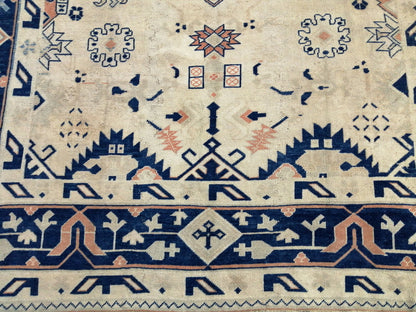 Oriental RUG 9x12 Oushak Rug Turkish Vintage Persian Rug Navy Vintage Rug Fine Wool Oushak Rugs Antique Turkish Rug Muted Living room Rug