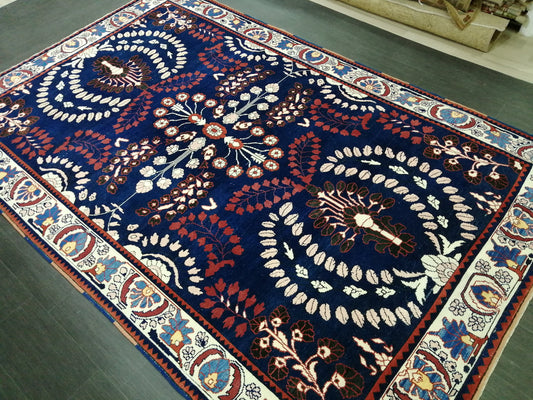 Oriental RUG 6.9 x 10.8 Oushak Rug  Blue Persian Rug Navy Vintage Rug Fine Oushak Rugs Antique Turkish Rug Muted Turkish room Rug 7x11 rug