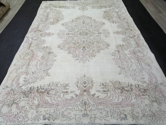 ORIENTAL RUG Muted Vintage Oushak Rug 6.5 x 9.9 Vintage Rug Neutral Color Persian Rug Hand Made Rugs Vintage Turkish RUG Muted Persian Rug