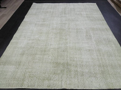 6.6 x 9 Variegated Moss Green Rug, Hand Made Rug, Oushak Rug, Distressed Rug,Oriental Rug , Turkish Rug, Farmhouse Rug, Vintage Rug