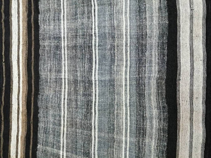 8 x 12.2 Neutral Turkish Flat woven Rug, No Dye Flatweave Carpet , Stripped Flatweaving, Rustic Rug, Farmhouse Rug, Dark Oushak 8x12 rug