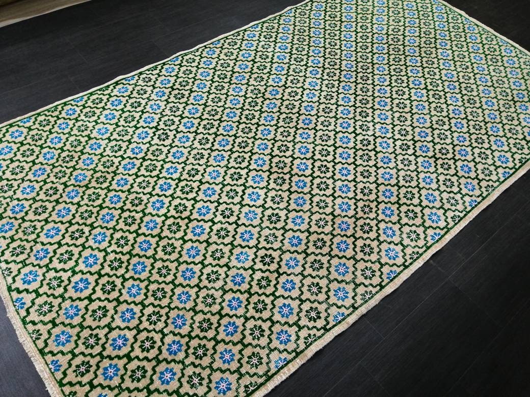 Vintage Floral Rug, VINTAGE 5.4 x 9.6 Rug Oriental Rug, Wool Oushak Rugs, Hand Made Rug, Persian Rug, Vintage Turkish Rug, Farmhouse Rug