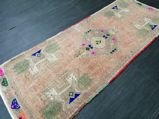 Vintage Turkish Rug Mini Rug Small Area Rug Turkish Rug Oushak Rug Persian Hand Made Rug Oriental Vintage Rug Door Mat