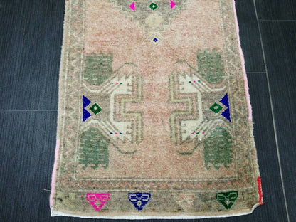 Turkish Rug Mini Rug Bathrooms Rug Vanity Rug Powder Room Rug Oushak Rug Persian Handmade Rug Oriental Vintage Rug
