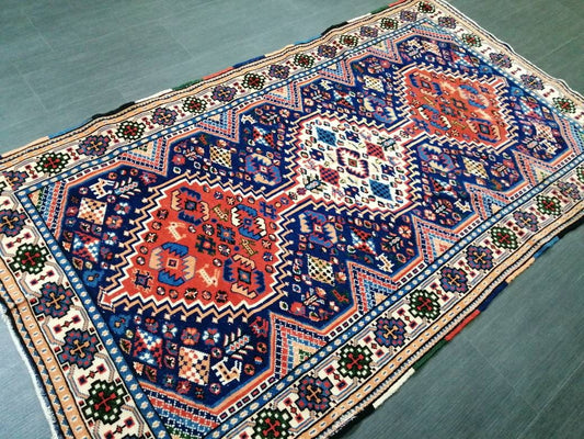 Vintage Rug, Oriental Handmade Rug, 3.6 x 6.2 Oushak Rug, Rustic Rug, Fun Vintage Turkish Rug, Persian Rug,Soft Wool Rug, Traditional Rugs