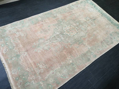 OUSHAK RUG, TURKISH Vintage Rug, Vintage 4.9 x 8.5 Rug, Rug, Vintage Wool Rug Oushak Rug Hand Made Rugs, Made In Turkey Muted Oushak Rug