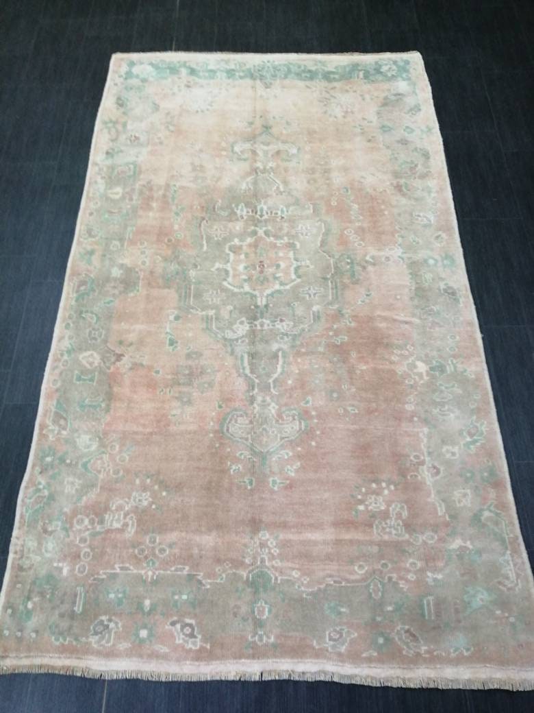 OUSHAK RUG, TURKISH Vintage Rug, Vintage 4.9 x 8.5 Rug, Rug, Vintage Wool Rug Oushak Rug Hand Made Rugs, Made In Turkey Muted Oushak Rug