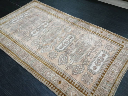 WOOL RUGS, 3.3 x 5.9 Vintage Turkish Oushak  Rug, Hand woven Rug, Persian Living Room Rug, Oriental Rug, Farmhouse Rug,Knotted Rug
