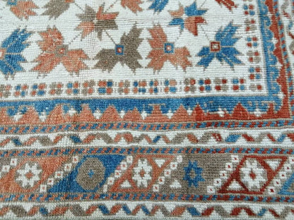 Vintage Floral Rug Hand Made Rug, 2.7 x 4.7 Modern Oushak Rug,  Boho Leaves Rug, Fun Turkish Rug, Farmhouse Rug, Vintage Wool rug
