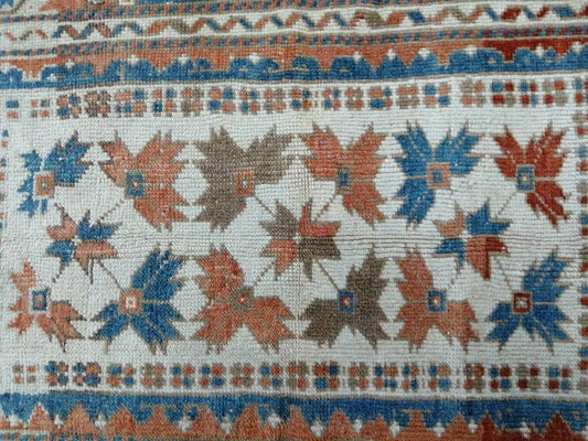 Vintage Floral Rug Hand Made Rug, 2.7 x 4.7 Modern Oushak Rug,  Boho Leaves Rug, Fun Turkish Rug, Farmhouse Rug, Vintage Wool rug